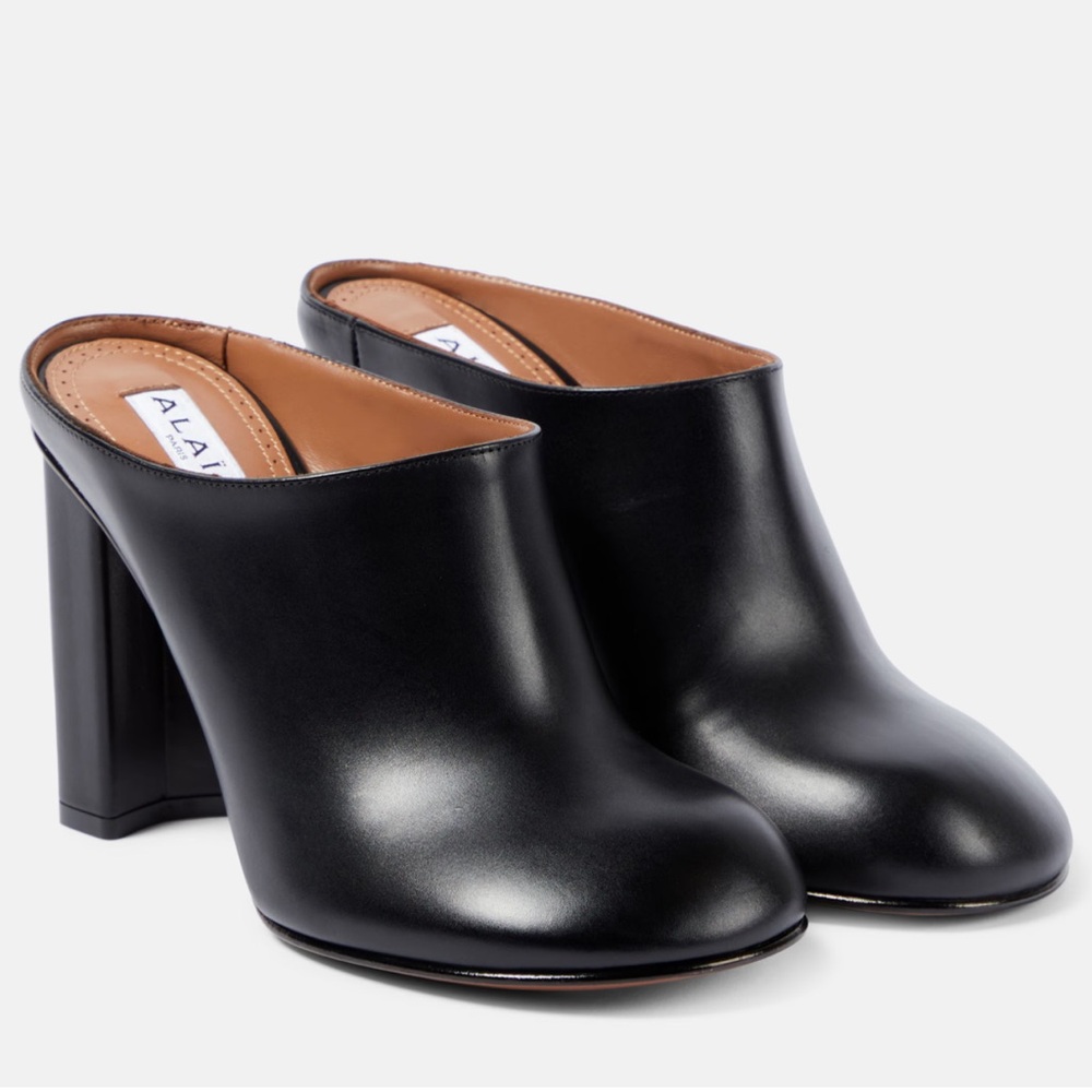 Alaia Babylone Black Leather Mules